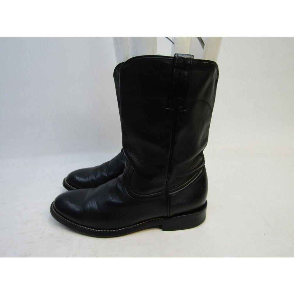 COWTOWN Mens Size 8.5 D Black Leather Roper Cowboy Western Boots